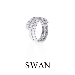 SWAN - Snake Double Bracelet กำไลข้อมือเงินแท้ ฝังเพชรคิวบิกเซอร์โคเนีย cubic zirconia ดีไซน์รูปงู