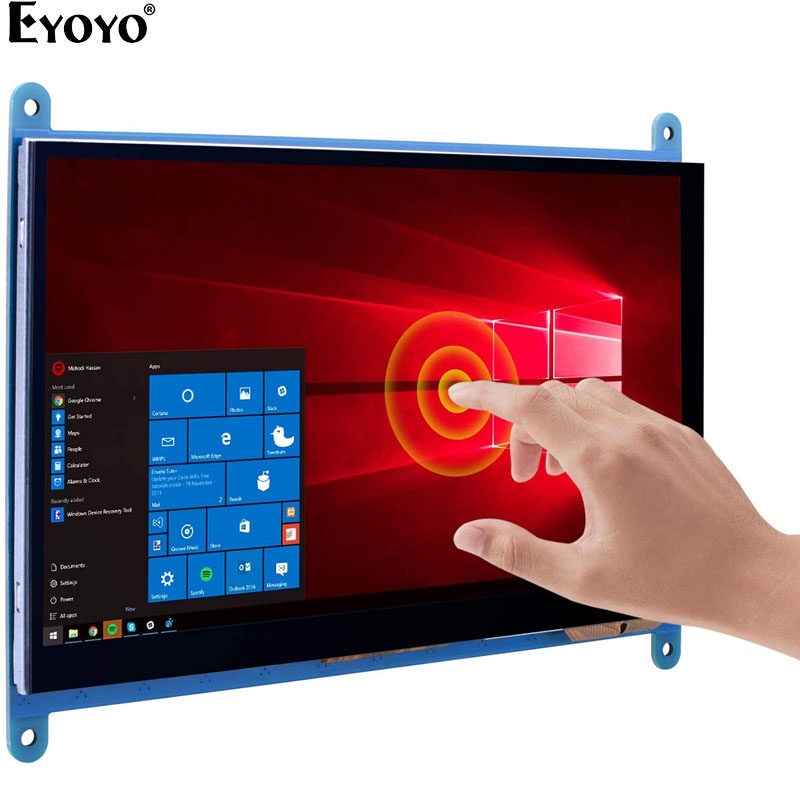 Eyoyo 7 นิ้ว LCD HDMI Display Screen 1024x600 Ultra HD Display Screen หน้าจอสัมผัสแบบ Capacitive สําหรับ Raspberry Pi