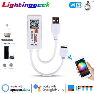 Lightinggeek Tuya Smart Life RGB WiFi App LED Controller DC 5V USB Powered เปลี่ยนสีได้หลายสีพร้อมโหมดจับเวลาสำหรับ 2835 5050 RGB Strip Light