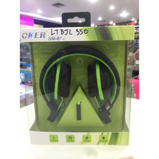 OKER หูฟัง SM-852 Foldable HEADPHONES WITH IN-LINE MIC แจ๊ค3.5mm 1อัน สมอลทอร์ค สีเขียว