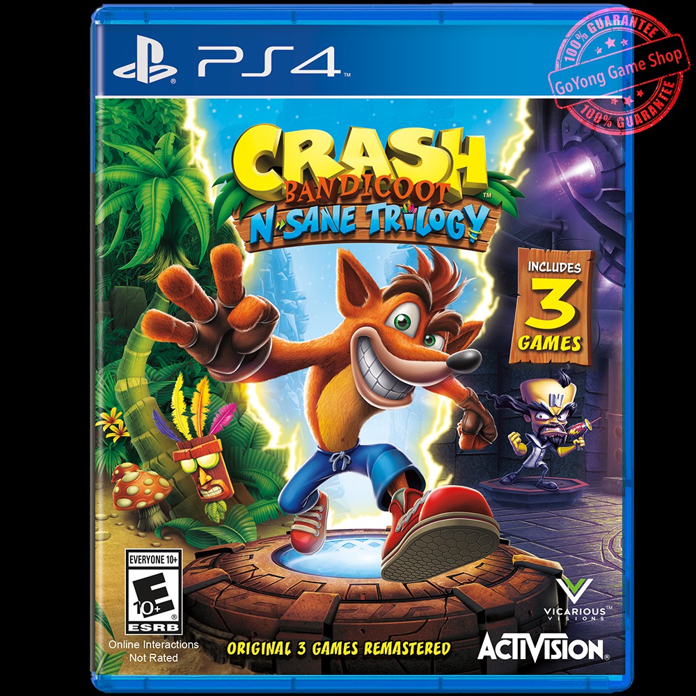 Crash Bandicoot N Sane Trilogy  (มือ2 Zone3) แผ่นเกมส์ PS4 ( สภาพดี )