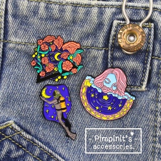 🇹🇭 พร้อมส่ง : เข็มกลัดลายอวกาศและนักประดาน้ำ | Galaxy &amp; Driver Enamel Brooch Pin Set.