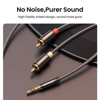 UGREEN 3.5มม.to 2RCA สายเคเบิ้ลเสียงสเตอริโอ Hifi ไนล่อนถัก
