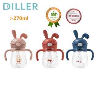 DILLER Milk Bottle with Imported TRITAN, Soft Silicone Straw, With Strap and Handle, Prevent Choking, Leak Proof, Baby Bottle D-T4008