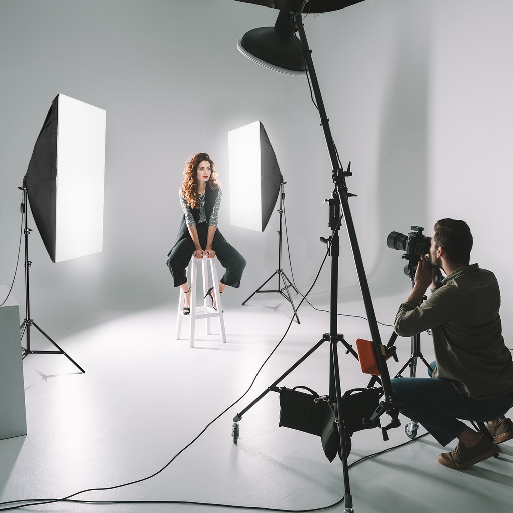 ชุดไฟสตูดิโอ Softbox X3 1 Holder พร้อม Top Light และหลอดไฟ LED