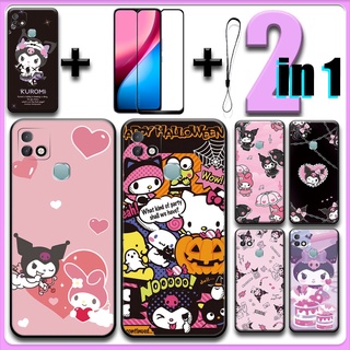 เคส 2 IN 1 สําหรับ Infinix Hot 10i พร้อมกระจกนิรภัยกันรอยหน้าจอเซรามิค Kuromi