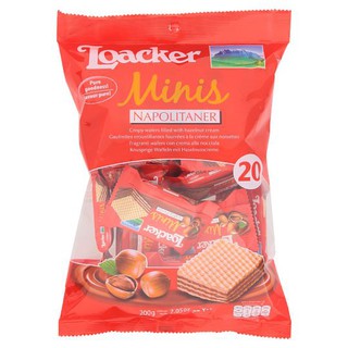 LOACKER MINIS NAPOLITANER ล็อคเกอร์ มินิส์ นาโปลิเทนเนอร์ เวเฟอร์สอดไส้ครีมเฮเซลนัต ขนาด 200กรัม HESELNUT