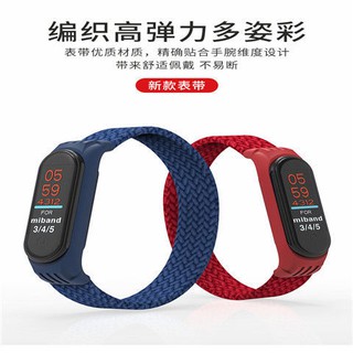 สมาร์ทวอช！สายนาฬิกาข้อมือซิลิโคน！ Mi Band 5 สายรัดข้อมือไนลอนห่วงเดี่ยวทอ 3 / 4NFC สายรัดสำหรับผู้ชายและผู้หญิงทอสมาร์ทผ