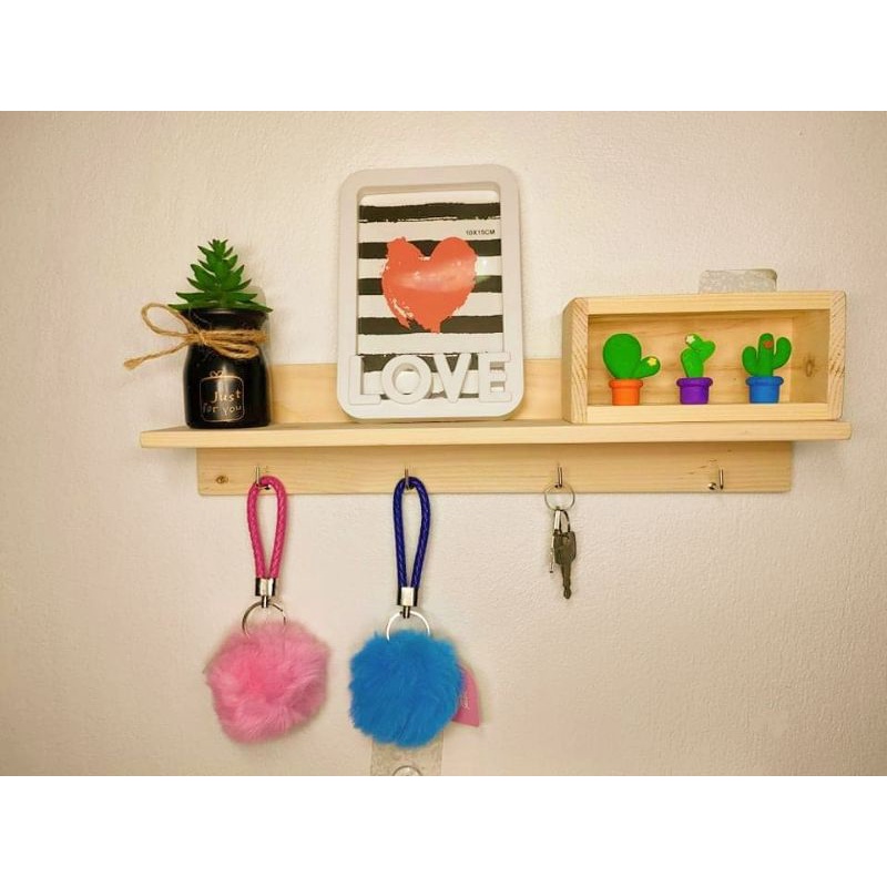 ชั้นวางของไม้ยางพาราติดผนัง เกรดงานห้าง สไตล์มินิมอล A060