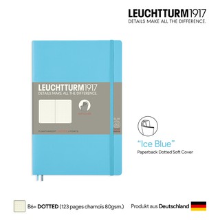 Leuchtturm1917 Paperback (B6+) Dotted Soft Cover "Ice Blue" - สมุดโน๊ต Leuchtturm B6+ ลายจุด ปกอ่อน สีไอซ์บลู