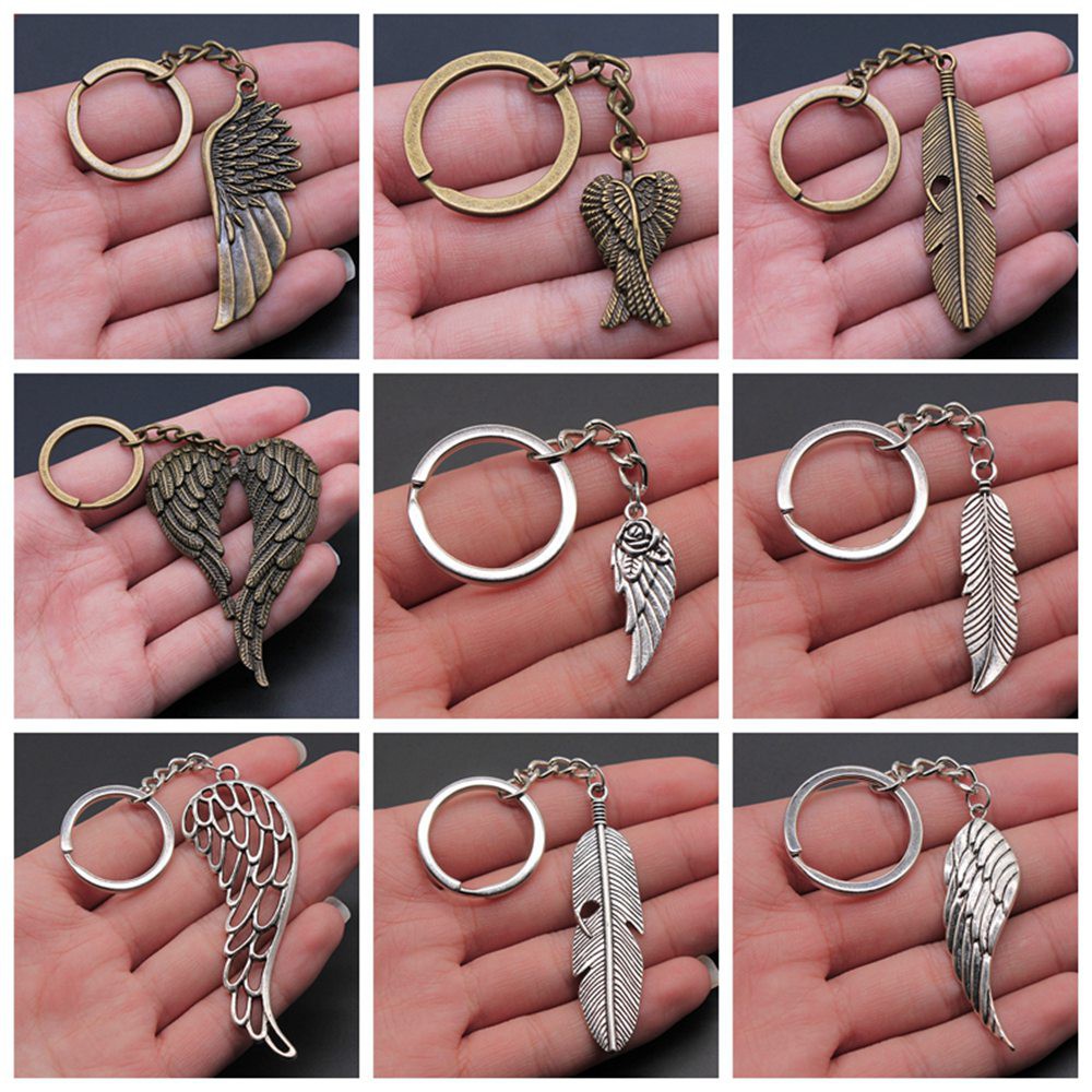 Angel Wings Feather Key Chain ผู้หญิง/ผู้ชายพวงกุญแจรถแฟชั่นพวงกุญแจ Charms