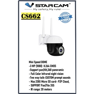 กล้องวงจรปิดไร้สาย ราคาถูก CS662 3MP VSTARCM AI WiFi PTZ OUTDOOR กันน้ำ หมุนได้ ควบคุมผ่านมือถือ กลางคืนภาพสี ประกัน 1ปี