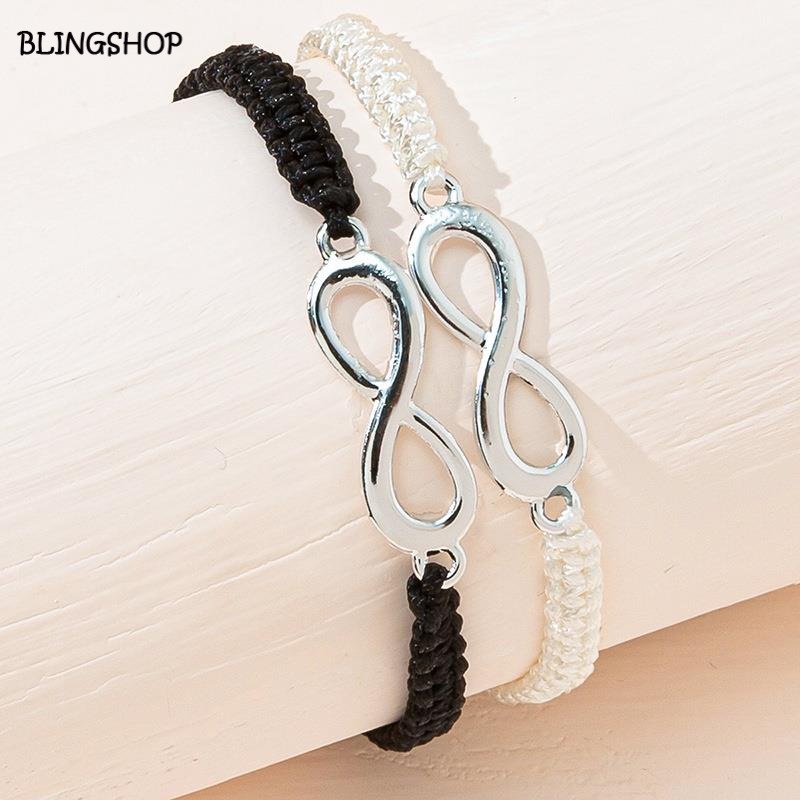 1PC Handmade 8 Infinity Charm สร้อยข้อมือคู่ถักมิตรภาพเครื่องประดับคู่ BLINGSHOP