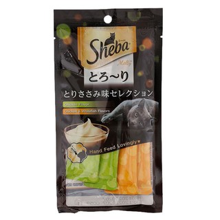 💥โปรสุดพิเศษ!!!💥 ชีบา เมลตี้ ขนมแมวเลีย รสไก่และไก่ผสมปลาเนื้อขาว 12 ก. แพ็ค 4 SHEBA Melty Cat Creamy Treats Chicken Fla