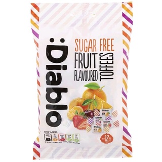 เดียโบล รูปอมรสผลไม้ ปราศจากน้ำตาล Diablo Fruit Flavoured Toffees Candy Sugar Free 75g