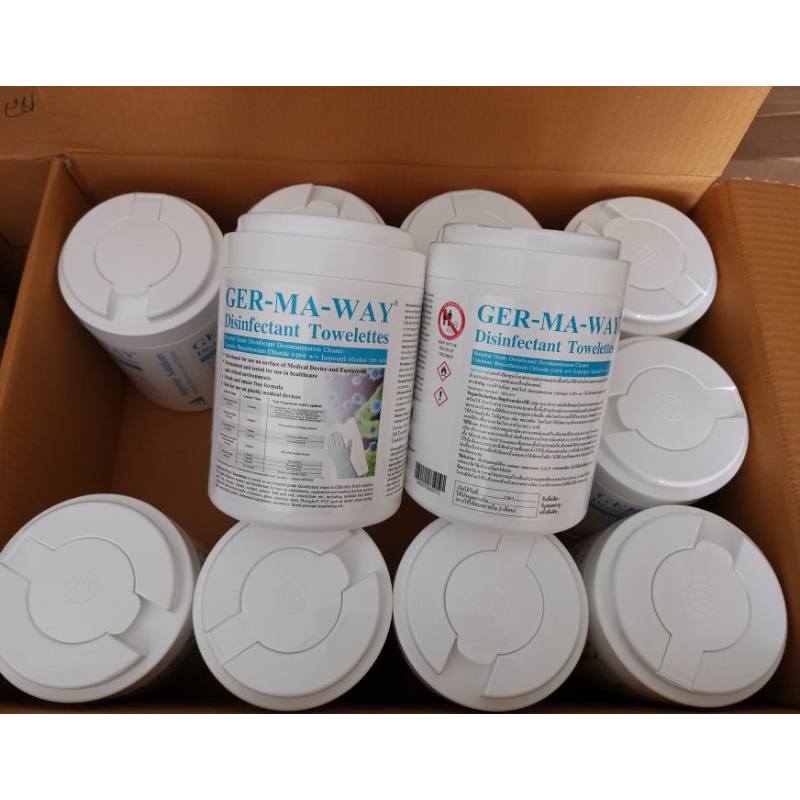 GER-MA-WAYทิชชู​เปียก​ฆ่าเชื้อพื้นผิวสัมผัสและอุปกรณ์​การแพทย์​ 180 แผ่นราคาต่อกระปุกExp1/10/2028