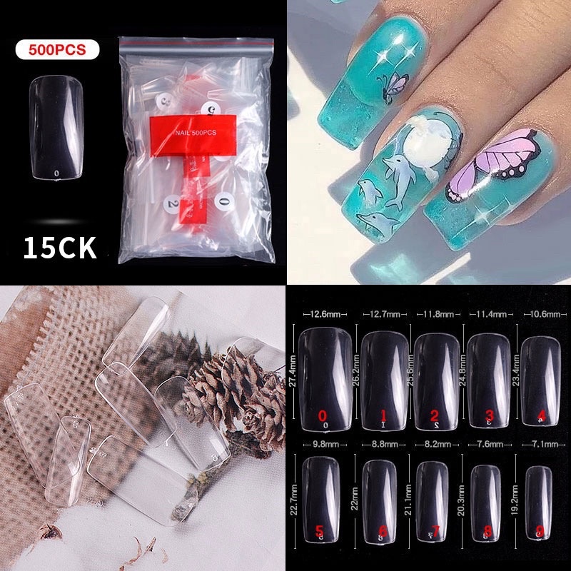 เล็บpvc รหัส “20ck-20nt “แพค 500ชิ้นมี2สีใส/ขุ่นNo.0-9🔥พร้อมส่ง 🔥