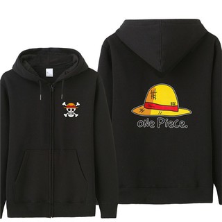 ลูฟี่หมวกฟางผู้ชายซิปเสื้อกันหนาวหมวกหลวมผู้ชาย Hoodies อะนิเมะ One Piece การ์ตูนเสื้อ Sewatshirt