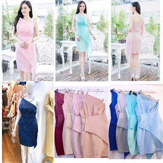 มาเพิ่ม 👗 เดรสสั้นออกงาน เดรสสั้นผ้าออแกนดี้ อกตั้ง งานหรู แต่น่ารักจร้า
