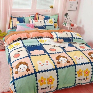 ชุดเครื่องนอนลายเด็กผู้หญิงสีสวย ขนาด 3.5,5,6 ฟุต ผ้าปูที่นอน + ผ้านวมครบชุด