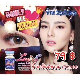 คอนแทคเลนส์ 🎀 Mini Honey Bee Brown 🎀(Luxzylens)มีค่าสายตาสั้นถึง 700💝สีน้ำตาลขนาดมินิหวานสวยขายดี