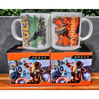 MARVEL AVENGERS Age Of Ultron : IRON MAN HULKBUSTER vs HULK COFFEE Mug From FAMILY MART Taiwan [SET 2 ใบ]