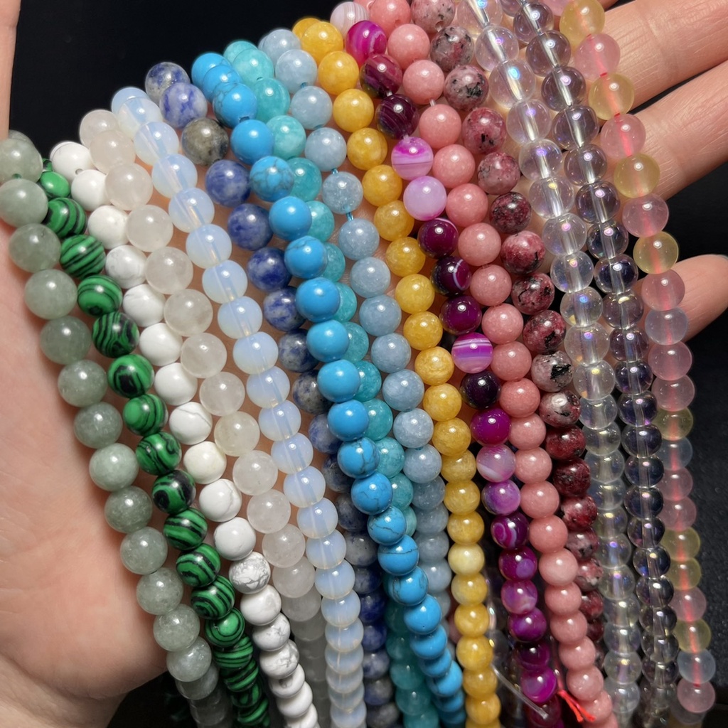 🔥ขายดี‼️ หินนำโชค 6 มิล ทำสายคล้องแมส/สร้อยคอ ประคำ เครื่องประดับ หินสี DIY หินนำโชค หินมงคล