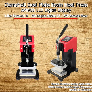 1 Ton Clamshell High Pressure Dual 6x12cm heating plate Rosin heat Press Machine AP1903 จัดส่งจากไทย