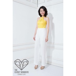 Bella Jumpsuit in Yellow x White (bare back)