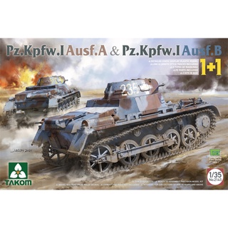 พลาสติก โมเดล ประกอบ TAKOM สเกล 1/35 Pz.Kpfw.I Ausf.A &amp; Pz.Kpfw.I Ausf. B（1+1) (2145)