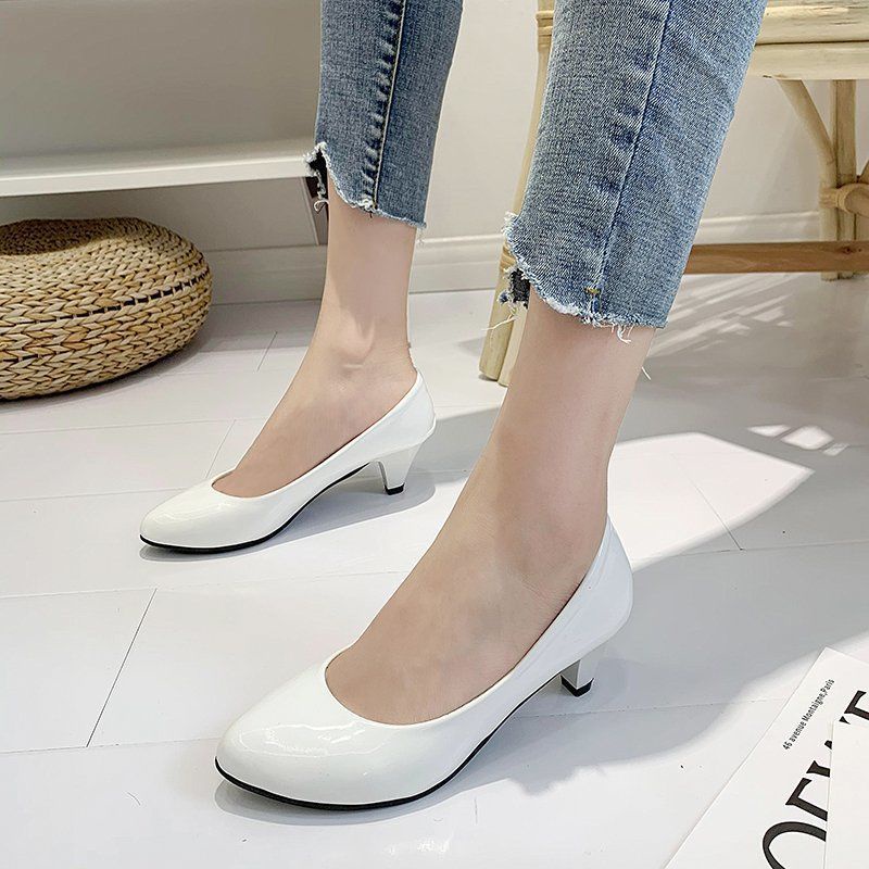 ◘ 🔥  34-42 พลัสขนาดแฟชั่นผู้หญิงรองเท้าส้นสูงใหม่น้ำหนักเบาหนังลื่นเพื่อนเจ้าสาว 5 นิ้วอวยพร