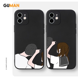 Guman เคสคู่ เคสไอโฟน คู่รัก ขอบเหลี่ยมกันกระแทกซิลิโคนนุ่มการ์ตูนน่ารักตลก เคสโทรศัพท์ Compatible for iPhone 14 13 12 11 Pro Max SE 2020 X XR XS 8 7 6 6S Plus พลัส XYB289