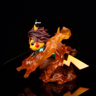 ฟิกเกอร์การ์ตูนอนิเมะ Demon Slayer Blade Tanjirou Nidouzi Cos Pikachu Little Fire Dragon สําหรับตกแต่งบ้าน ออฟฟิศ