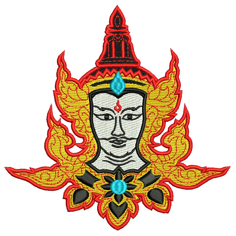 อาร์มปักลาย ตัวรีด หน้าองค์พ่อ (พระวิษณุ) ใช้เย็บหรือรีดติดลงบนเสื้อผ้า กระเป๋า หมวก เสื้อแจ็กเก็ต  