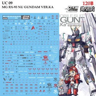 ดีคอลน้ำ [D.L. Darlin] UC09 UC20 RX-93 NU GUNDAM VER.KA MG 1/100 Water Decal UC 09 20