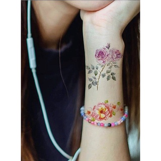 สติกเกอร์ แทททู รอยสัก นำเข้า แฟชั่น , ดอกไม้   ** tattoo sticker กันน้ำ