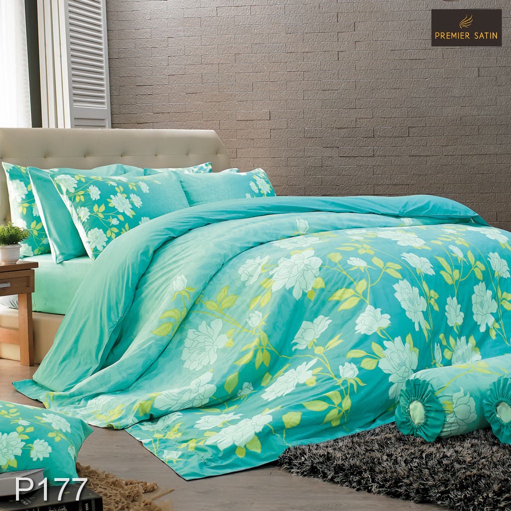 Premier Satin ผ้าปูที่นอน ขนาด 3.5 ฟุต 3 ชิ้น (ไม่รวมผ้านวม) รุ่นพิมพ์ลาย เคลือบสารกำจัดแบคทรีเรีย