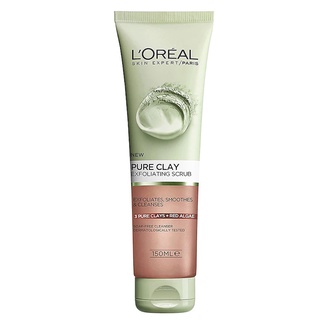 LOréal Paris Pure Clay Red Algae Exfoliating Scrub 150ml สครับทำความสะอาดดีท็อกซ์ผิวหน้าสูตรพิเศษจากต่างประเทศ