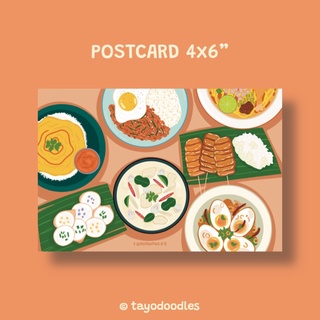 โปสการ์ลายกับข้าวไทย Thai food postcard