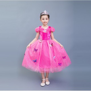 &lt; ส่งฟรี/พร้อมส่ง &gt; ชุดเจ้าหญิง ชุดเด็ก Princess Dress รุ่น Butterfly Dress (สีชมพู)