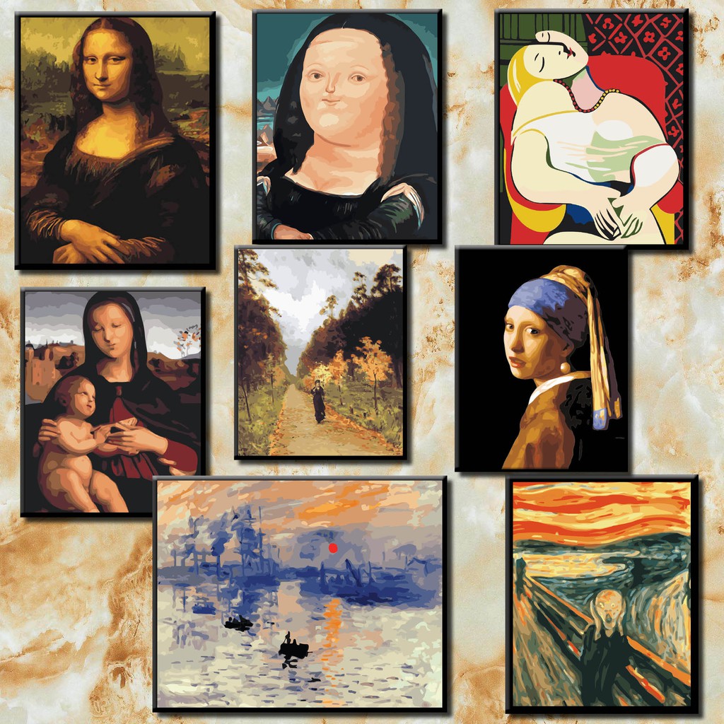 40*50 cm DIY ภาพวาดสีน้ำมัน ภาพระบายสีตามตัวเลข Painting By Number on Canvas world famous painting