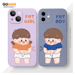 GUMAN เคสคู่ เคสไอโฟน คู่รัก ขอบเหลี่ยมกันกระแทกซิลิโคนนุ่มการ์ตูนน่ารักตลก เคสโทรศัพท์ Compatible for iPhone 14 13 12 11 Pro Max SE 2020 X XR XS 8 7 6 6S Plus พลัส XYM915