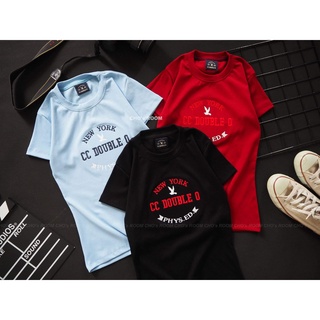 เสื้อยืดรัดรูปนมโตงานปัก CC-OO ผ้าบุ้ง ฟรีไซส์ รอบอก 32"-36"