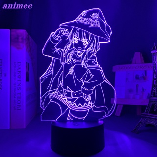 โคมไฟตั้งโต๊ะอะคริลิค Led ลายอนิเมะ KonoSuba Megumin 3d ของขวัญวันเกิด สําหรับตกแต่งห้องนอน