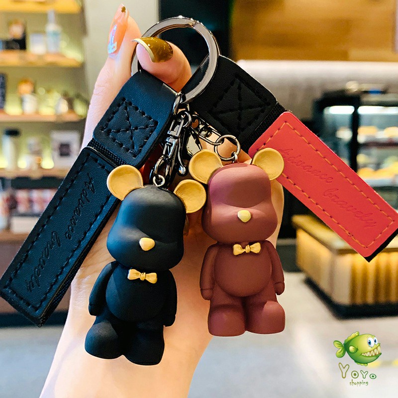 YOYO พวงกุญแจแฟชั่นยุโรปเหนือหมีผูกโบว์ พวงกุญแจหมี จี้ห้อยกระเป๋า  keychain