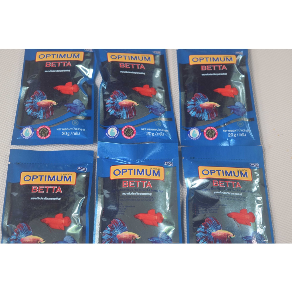 Optimum Betta Fish Food, อาหารปลากัด ขนาด 20 กรัม จำนวน 6 ซอง Shopee