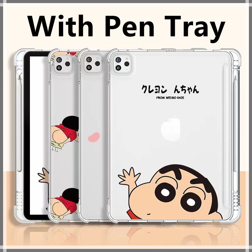 【With pen tray】เคสiPad แนวโ การ์ตูน Cute Crayon Shin-chan mini 4/5/6 Air4 Pro10.9-Air5 Pro11 Gen9 10.2 Gen7 2019 Gen8 เคสไอแพด 2019Air3,10.5,Air3 Case ไอแพดใส่ปากกาได้เคส