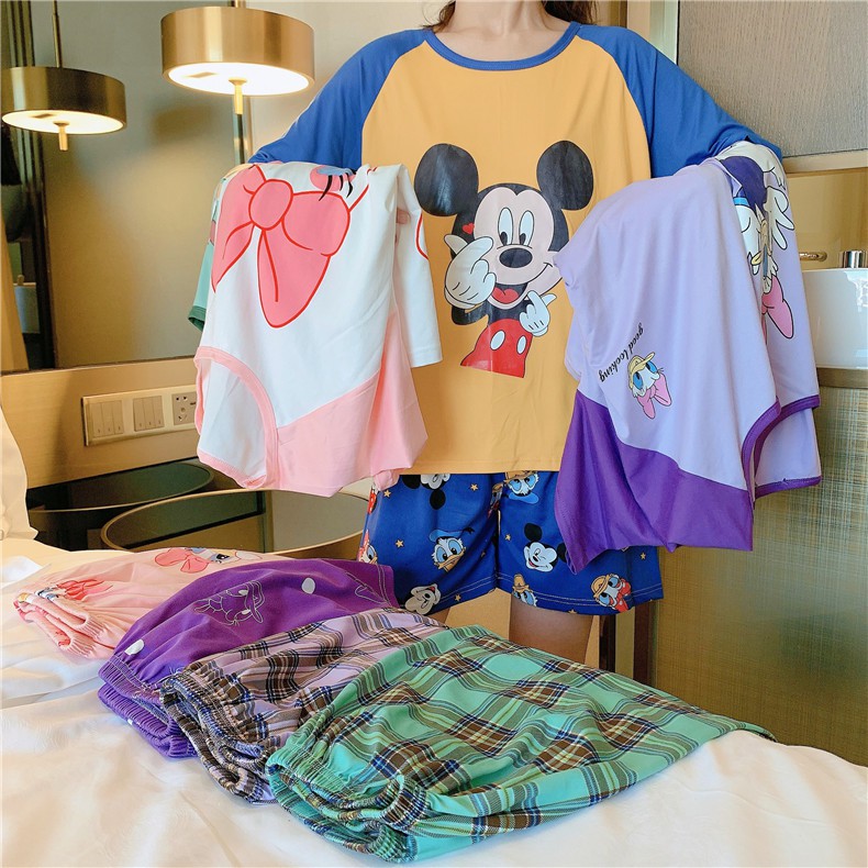 ️ Pyjamas SLEEPING WEAR SHORT SLEEVE และ SHORT PANT CARTOON BAJU TIDUR MANITA SHORT ROUND NECK