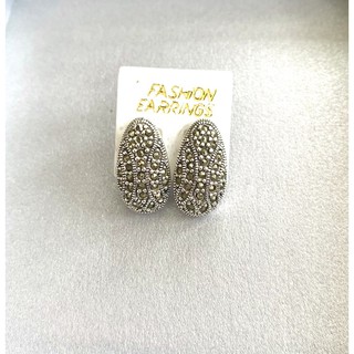 ต่างหูเงินแท้925 ประดับมาร์คาไซท์(Marcasite Earring)