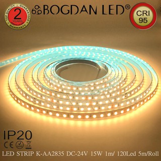 LED STRIP K-AA2835-120-3000K DC-24V  15W/1M IP20 ยี่ห้อBOGDAN LED แอลอีดีไฟเส้นสำหรับตกแต่ง 600LED/5M 75W/5M Grade A